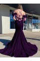 Fornecedor de Sem Mangas Alças finas Bainha Lantejoulas Veludo Ameixa Roxa Vestidos de Festa