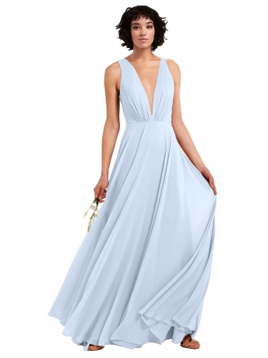 Fornecedor de Sem Mangas Decote V Linha A Chiffon Vestidos de Madrinha / Vestidos Formais