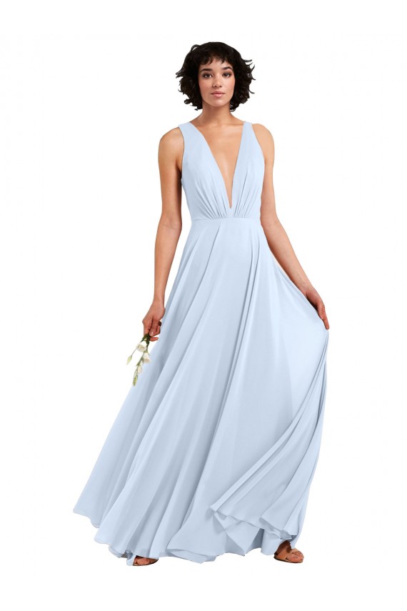 Fornecedor de Sem Mangas Decote V Linha A Chiffon Vestidos de Madrinha / Vestidos Formais