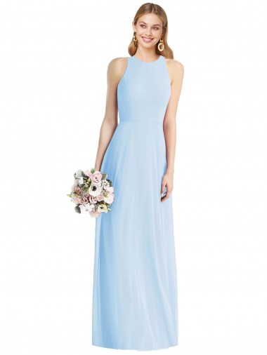 Fornecedor de Sem Mangas Cabeçada Trombeta Chiffon Longo Vestidos de Madrinha