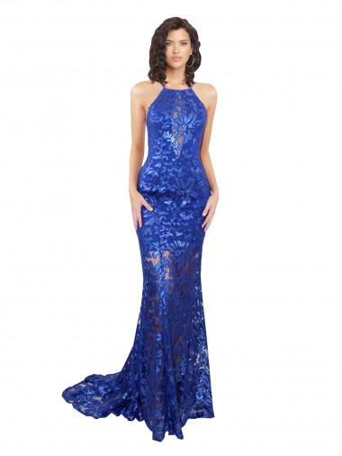 Fornecedor de Abrir de volta Sem Mangas Decote Alto Sereia Renda Vestidos de Madrinha / Vestidos de Festa