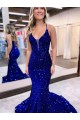 Fornecedor de Sem Mangas Decote V Sereia Lantejoulas Veludo Vestidos de Festa