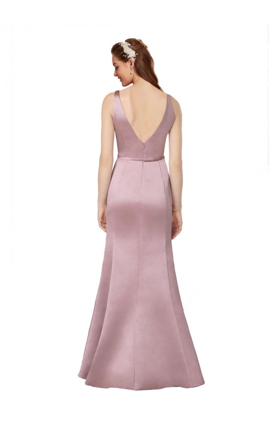 Fornecedor de Costas em V Sem Mangas Decote V Bainha Cetim Vestidos de Madrinha / Vestidos de Noite / Vestidos de Festa