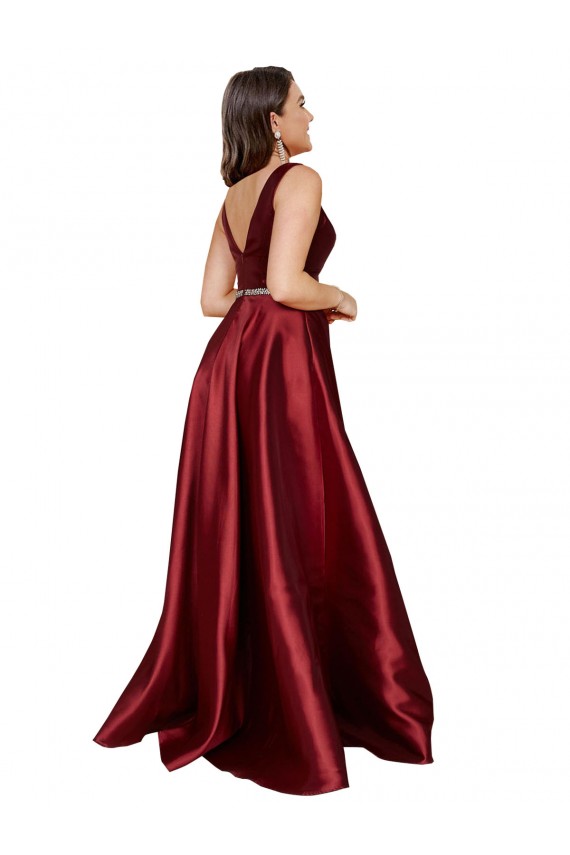 Fornecedor de Costas em V Sem Mangas Decote V Linha A Cetim Vestidos de Madrinha / Vestidos de Noite / Vestidos de Festa
