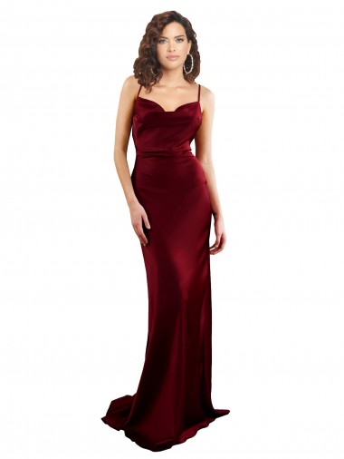 Fornecedor de Abrir de volta Sem Mangas Decote Capuz Bainha Cetim Sedoso Vestido de Madrinha / Vestido de Noite / Vestido de Festa