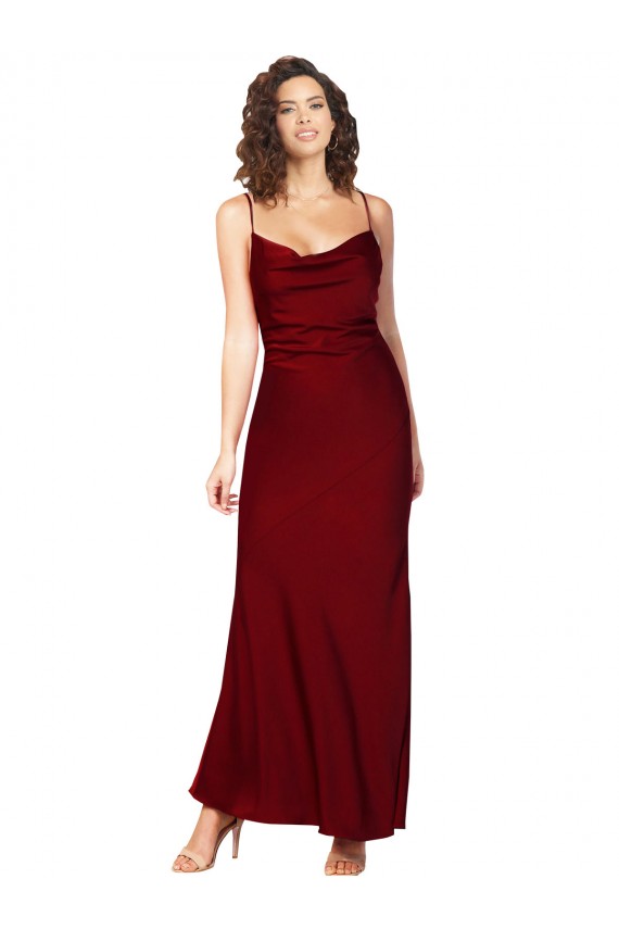 Fornecedor de Lombar Sem Mangas Decote Capuz Bainha Cetim Sedoso Vestidos de Madrinha / Vestidos de Noite / Vestidos de Festa