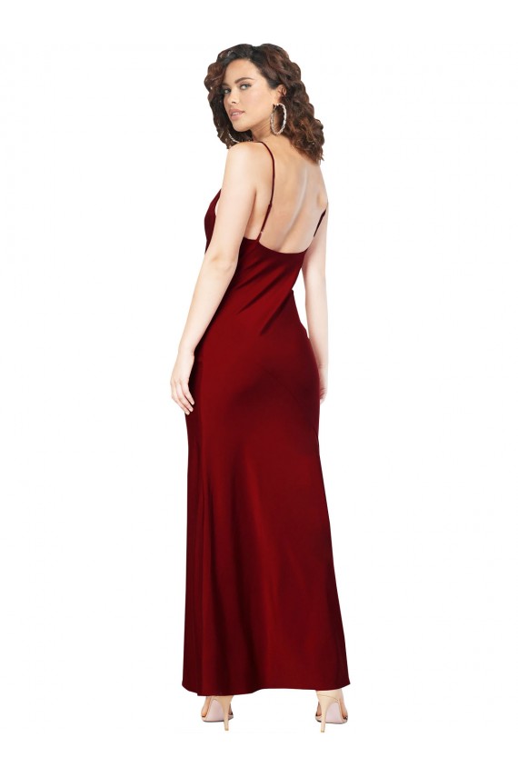 Fornecedor de Lombar Sem Mangas Decote Capuz Bainha Cetim Sedoso Vestidos de Madrinha / Vestidos de Noite / Vestidos de Festa