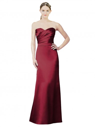 Fornecedor de Sem Mangas Amor Sereia Cetim Borgonha Vestidos de Madrinha
