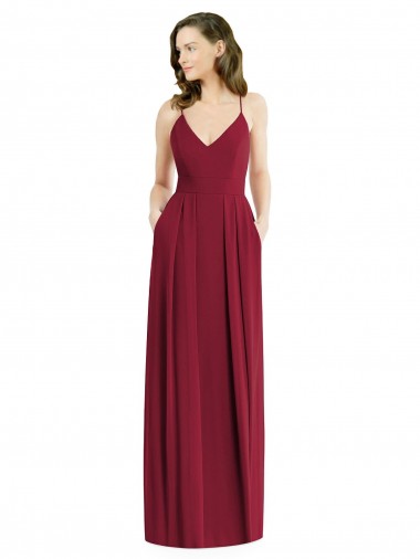 Fornecedor de Abrir de volta Sem Mangas Alças finas Linha A Chiffon Vestidos de Festa / Vestidos de Madrinha