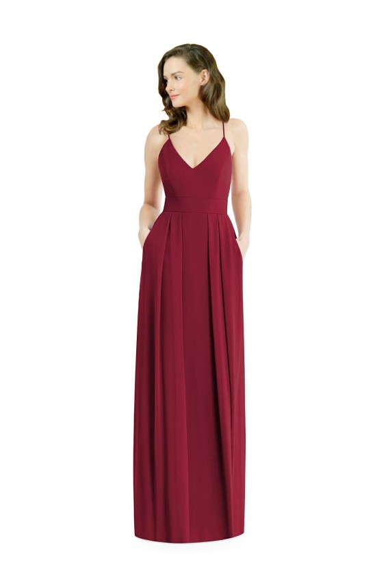 Fornecedor de Abrir de volta Sem Mangas Alças finas Linha A Chiffon Vestidos de Festa / Vestidos de Madrinha
