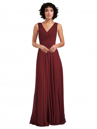 Fornecedor de Costas em V Sem Mangas Decote V Linha A Chiffon Longo Vestidos de Festa