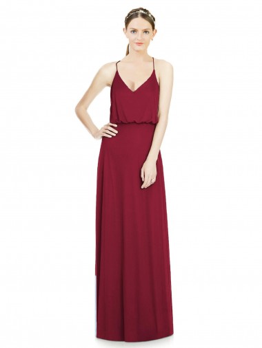 Fornecedor de Sem Mangas Decote V Linha A Chiffon Borgonha Vestidos de Madrinha
