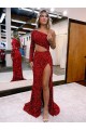 Fornecedor de Mangas Compridas Um Ombro Sereia Lantejoulas Veludo Vestidos de Festa