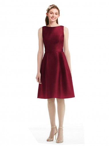 Fornecedor de Sem Mangas Barco Linha A Cetim Vestidos de Madrinha / Vestidos de Cocktail / Vestidos de Homecoming