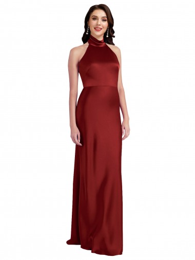Fornecedor de Sem encosto Sem Mangas Cabeçada Linha A Cetim Elástico Vestidos de Madrinha / Vestidos de Noite / Vestidos de Festa