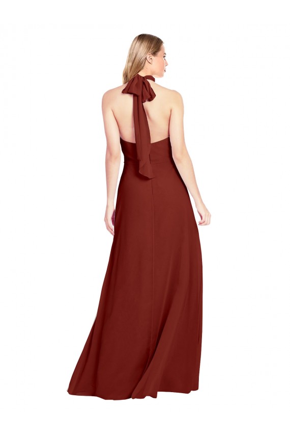 Fornecedor de Abrir de volta Sem Mangas Cabeçada Linha A Chiffon Vestidos de Madrinha / Vestidos de Festa