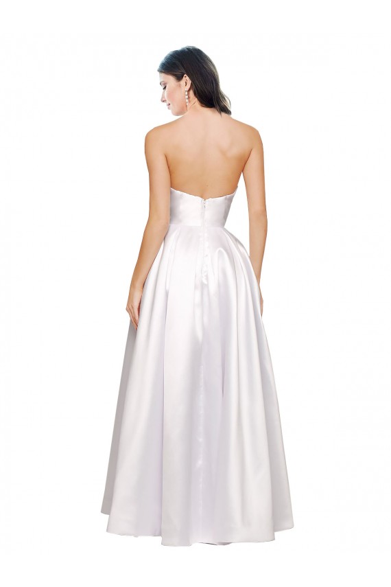 Fornecedor de Lombar Sem Mangas Sem alças Linha A Cetim Elástico Vestidos de Madrinha / Vestidos de Noite / Vestidos de Festa