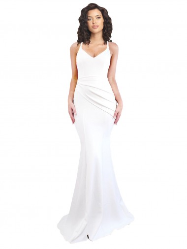 Fornecedor de Lombar Sem Mangas Alças finas Sereia Crepe Esticado Vestidos de Madrinha / Vestidos de Noite / Vestidos de Festa