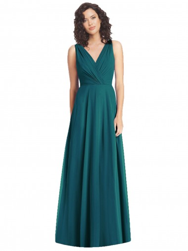 Fornecedor de Costas em V Sem Mangas Decote V Linha A Chiffon Vestidos de Festa