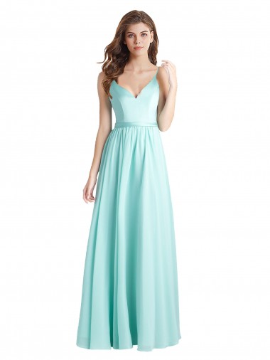 Fornecedor de Costas em V Sem Mangas Decote V Linha A Chiffon & Cetim Vestidos de Madrinha