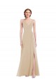 Fornecedor de Criss Cruz Sem Mangas Decote V Linha A Chiffon Champanhe Vestidos de Madrinha