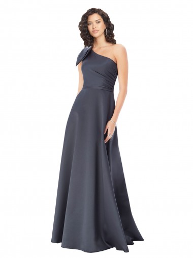 Fornecedor de Sem Mangas Um Ombro Linha A Cetim Vestidos de Madrinha / Vestidos de Noite / Vestidos de Festa