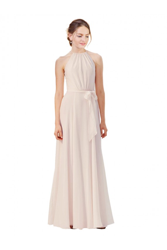 Fornecedor de Sem Mangas Barco Linha A Chiffon Vestidos de Madrinha