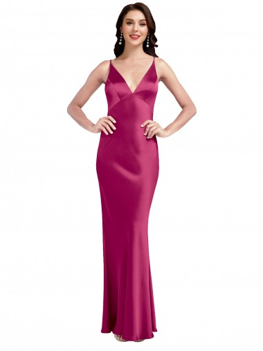 Fornecedor de Lombar Sem Mangas Alças finas Linha A Cetim Elástico Vestidos de Madrinha / Vestidos de Noite / Vestidos de Festa