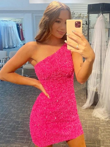 Fornecedor de Sem Mangas Um Ombro Bainha Lantejoulas Veludo Vestidos de Festa / Vestidos Formais