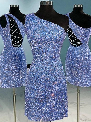 Fornecedor de Sem Mangas Um Ombro Bainha Lantejoulas Veludo Vestido de Festa / Vestido de Noite