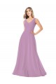 Fornecedor de Sem Mangas Decote V Linha A Chiffon Lavanda Escura Vestidos de Madrinha