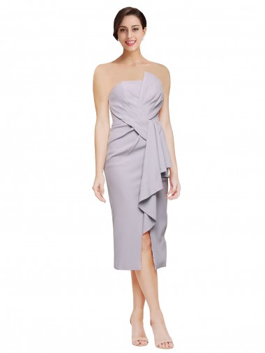 Fornecedor de Lombar Sem Mangas Sem alças Bainha Crepe Esticado Curto Vestidos de Madrinha / Vestidos de Noite / Vestidos de Festa