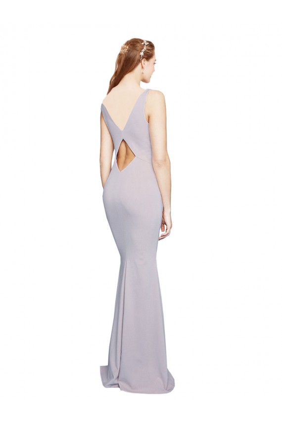 Fornecedor de Buraco da fechadura Sem Mangas Decote V Sereia Crepe Esticado Vestidos de Madrinha / Vestidos de Noite / Vestidos de Festa
