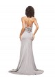 Fornecedor de Lombar Sem Mangas Decote Alto Linha A Cetim Elástico Vestidos de Madrinha / Vestidos de Noite / Vestidos de Festa