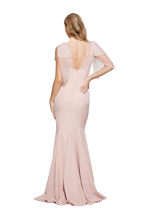 Fornecedor de Lombar Sem Mangas Amor Bainha Crepe Esticado & Tule Vestidos de Madrinha / Vestidos de Noite / Vestidos de Festa