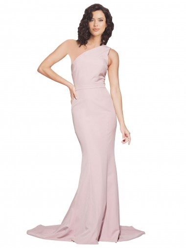 Fornecedor de Sem Mangas Um Ombro Bainha Crepe Esticado Vestidos de Madrinha / Vestidos de Festa
