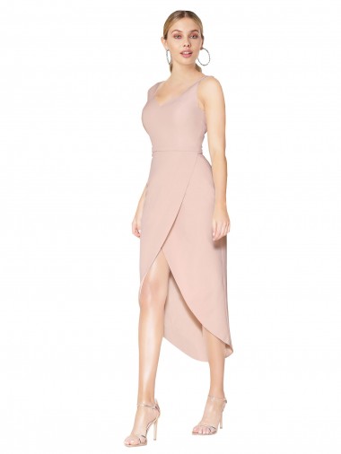 Fornecedor de Costas em V Sem Mangas Alças finas Sereia Crepe Esticado Vestidos de Madrinha / Vestidos de Noite / Vestidos de Festa