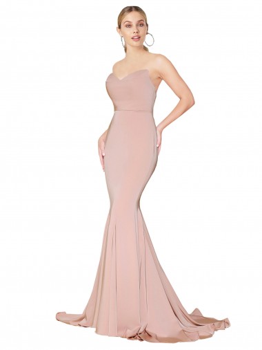 Fornecedor de Lombar Sem Mangas Amor Sereia Crepe Esticado Malva Vestidos de Madrinha / Vestidos de Noite / Vestidos de Festa