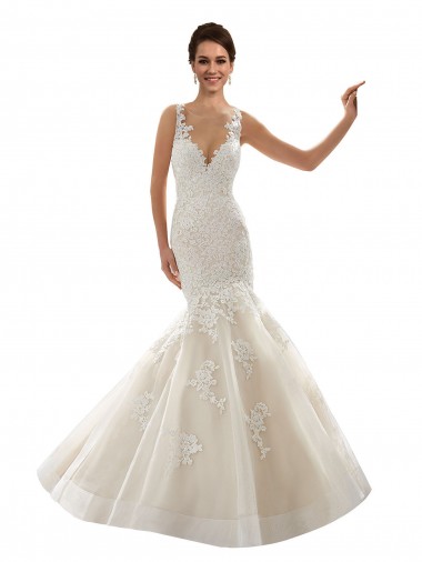 Fornecedor de Sem Mangas Decote V Sereia Tule & Renda Vestidos de Festa / Vestidos de Madrinha