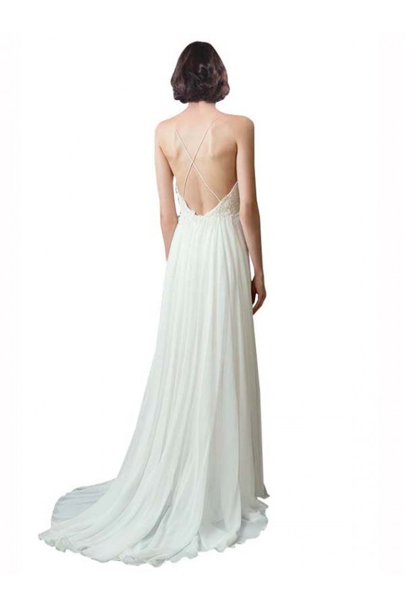 Fornecedor de Sem Mangas Alças finas Linha A Chiffon & Renda Vestidos de Noiva