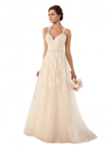Fornecedor de  Sem Mangas Amor  Linha A Tule & Renda Marfim Vestidos de Noiva