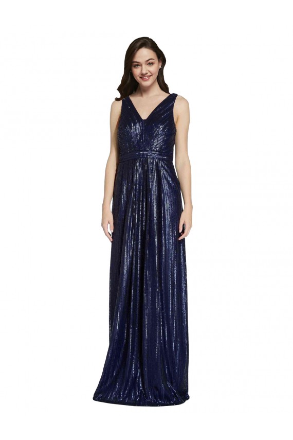 Fornecedor de Costas em V Sem Mangas Decote V Bainha Lantejoulas Vestidos de Madrinha / Vestidos de Noite / Vestidos de Festa