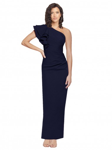 Fornecedor de Sem Mangas Um Ombro Bainha Crepe Esticado Longo Vestidos de Madrinha / Vestidos de Noite / Vestidos de Festa