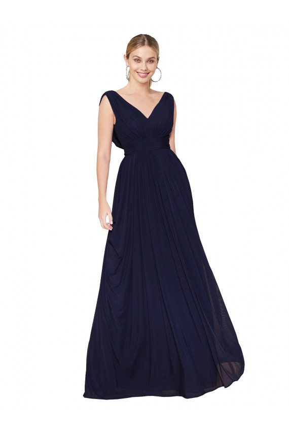 Fornecedor de Sem Mangas Decote V Linha A Chiffon Vestidos de Madrinha / Vestidos de Noite / Vestidos de Festa