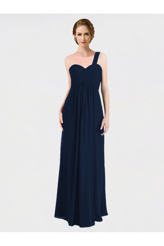 Fornecedor de Lombar Sem Mangas Um Ombro Linha A Chiffon Vestido de Madrinha / Vestido de Baile