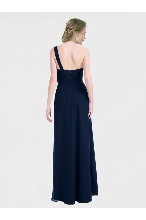 Fornecedor de Lombar Sem Mangas Um Ombro Linha A Chiffon Vestido de Madrinha / Vestido de Baile