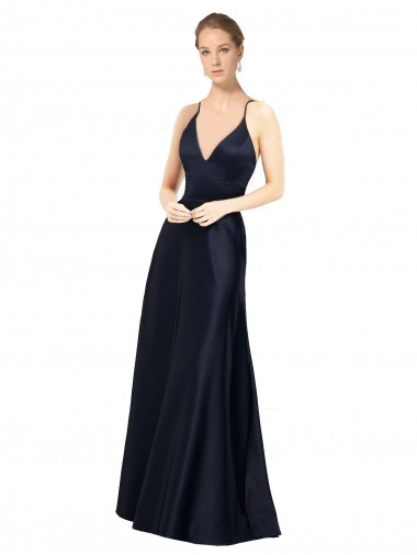 Fornecedor de Sem Mangas Alças finas Linha A Cetim Vestidos de Madrinha / Vestidos de Festa