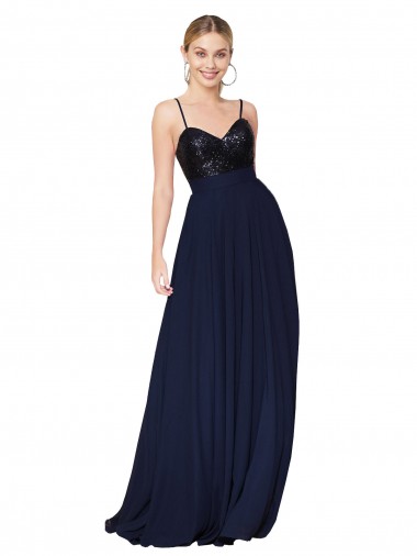 Fornecedor de Sem Mangas Alças finas Linha A Chiffon & Lantejoulas Vestidos de Madrinha / Vestidos de Festa