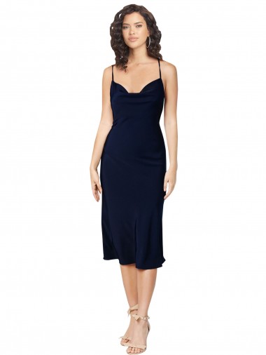 Fornecedor de Abrir de volta Sem Mangas Alças finas Linha A Cetim Sedoso Vestidos de Madrinha / Vestidos de Noite / Vestidos de Festa