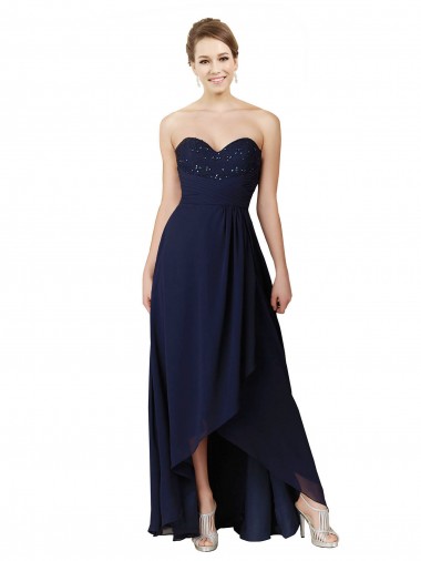 Fornecedor de Sem Mangas Amor Linha A Chiffon Alto Baixo, Vestidos de Madrinha